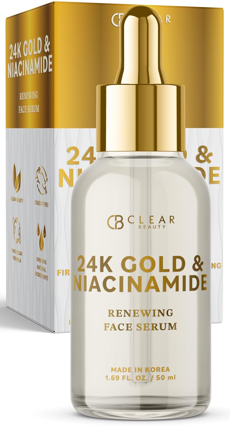 Clear Beauty Suero de oro de 24 quilates y niacinamida para cara, a...