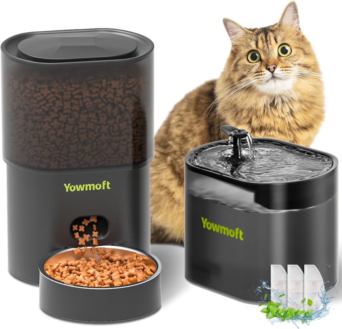 Yowmoft Alimentador automático para gatos y dispensador de agua par...
