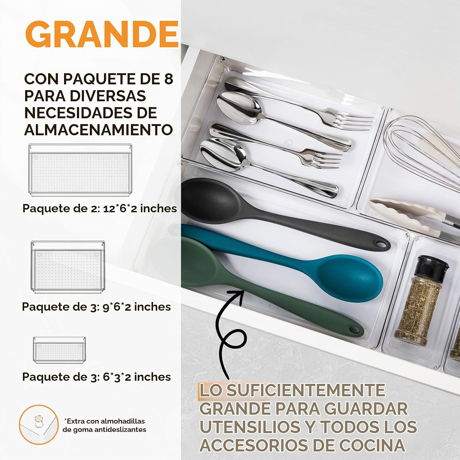Criusia Paquete de 8 organizadores de cajones para utensilios de co...