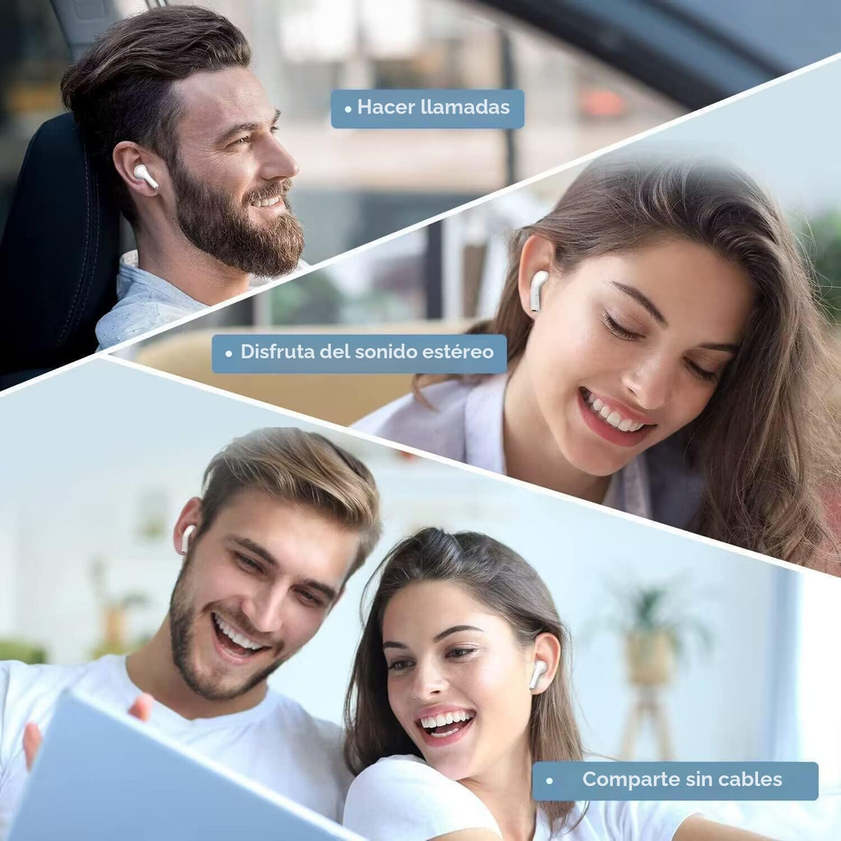 BlomFlami - Auriculares inalámbricos Bluetooth 5.3, auriculares est...