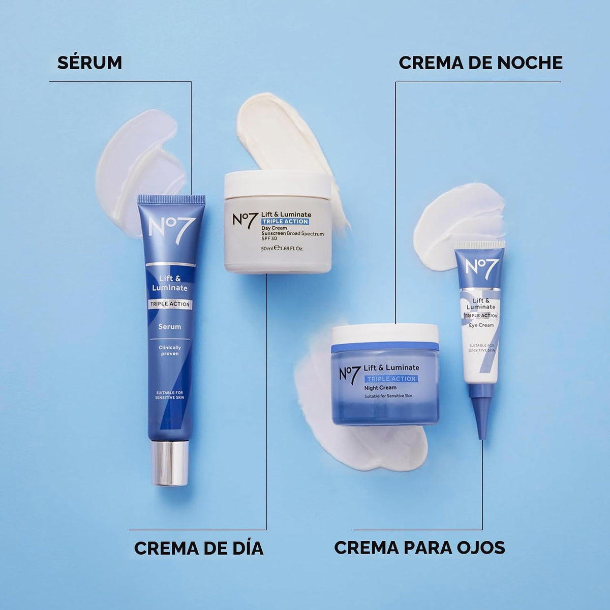 No7 Lift and Luminate Suero Facial de Triple Acción \u2013 Suero de...