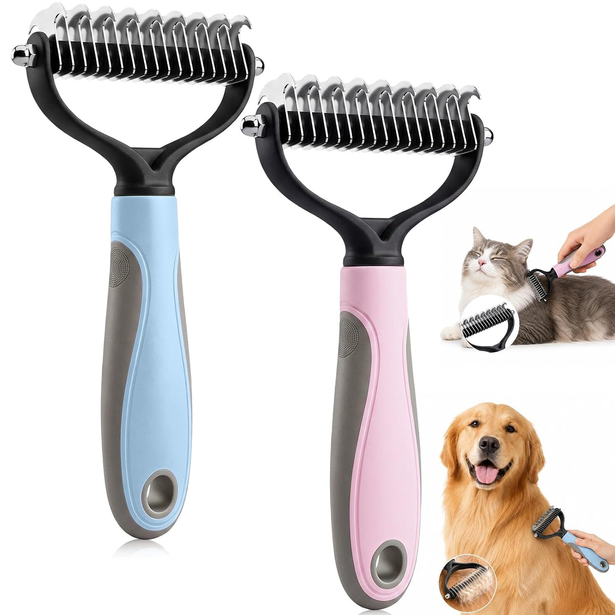 2 piezas de cepillo para mascotas para perros, cepillo de aseo de m...