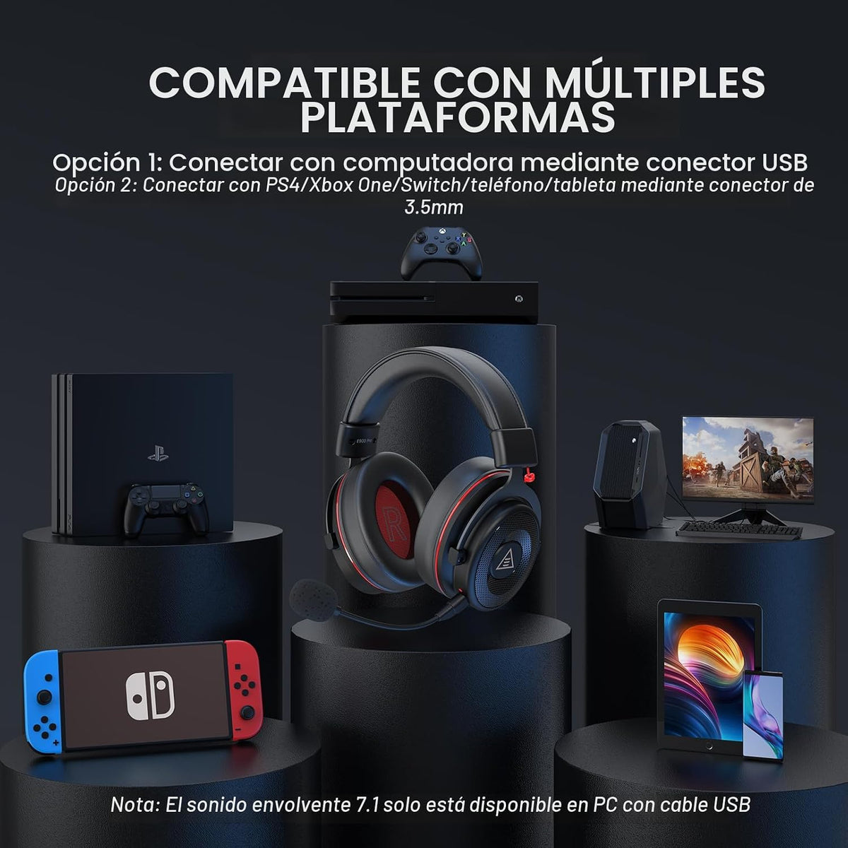 EKSA E900 Pro USB Auriculares para juegos para PC - Auriculares de...