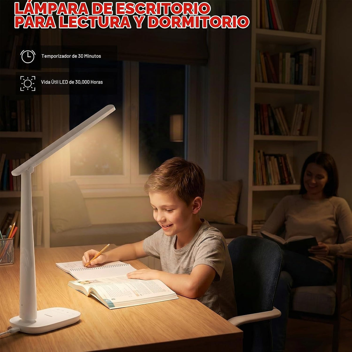 Honeywell Lámpara de escritorio LED para oficina en casa, luz de le...