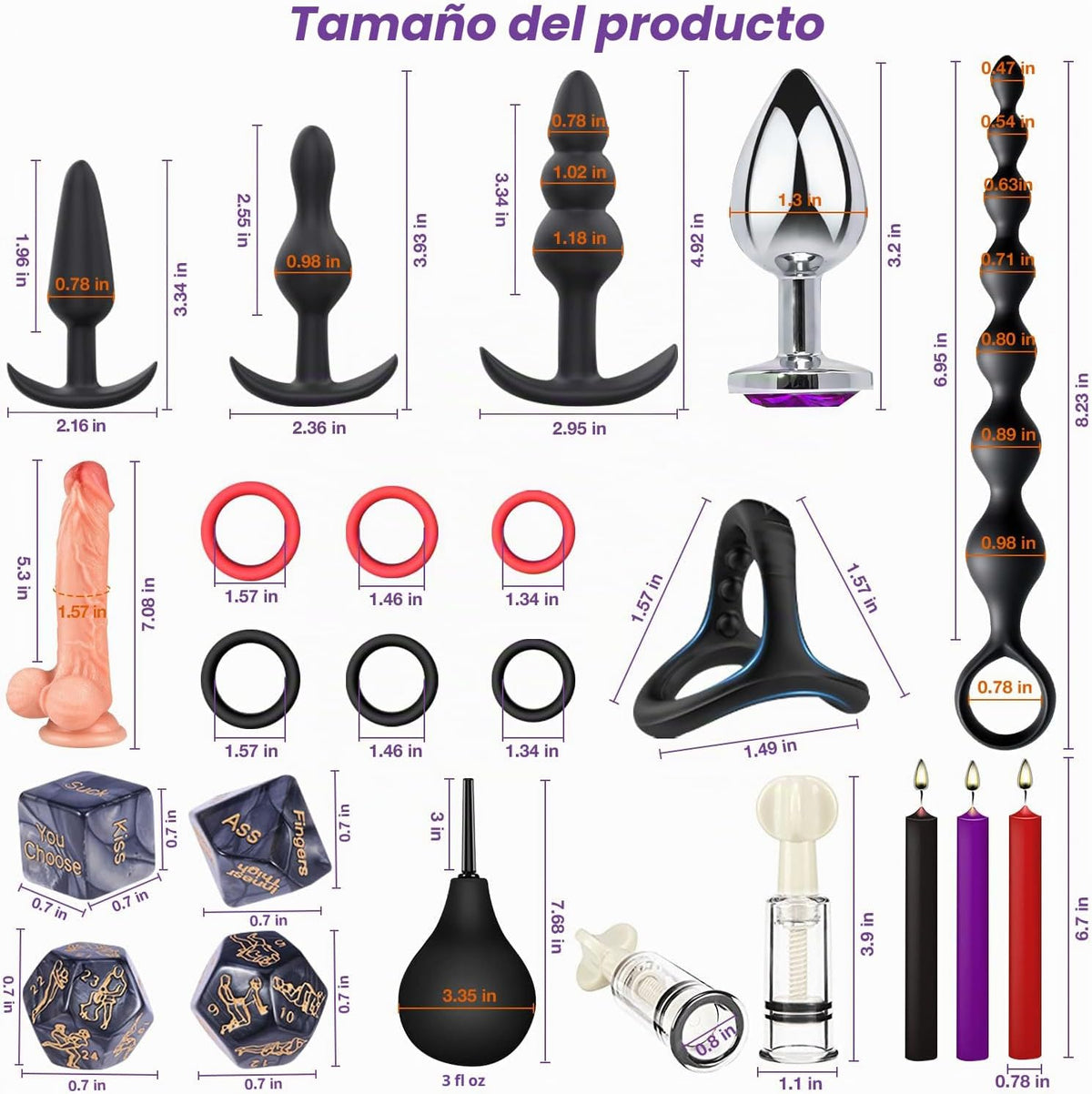 Juguetes sexuales BDSM - Consolador de restricción, kit de 36 pieza...
