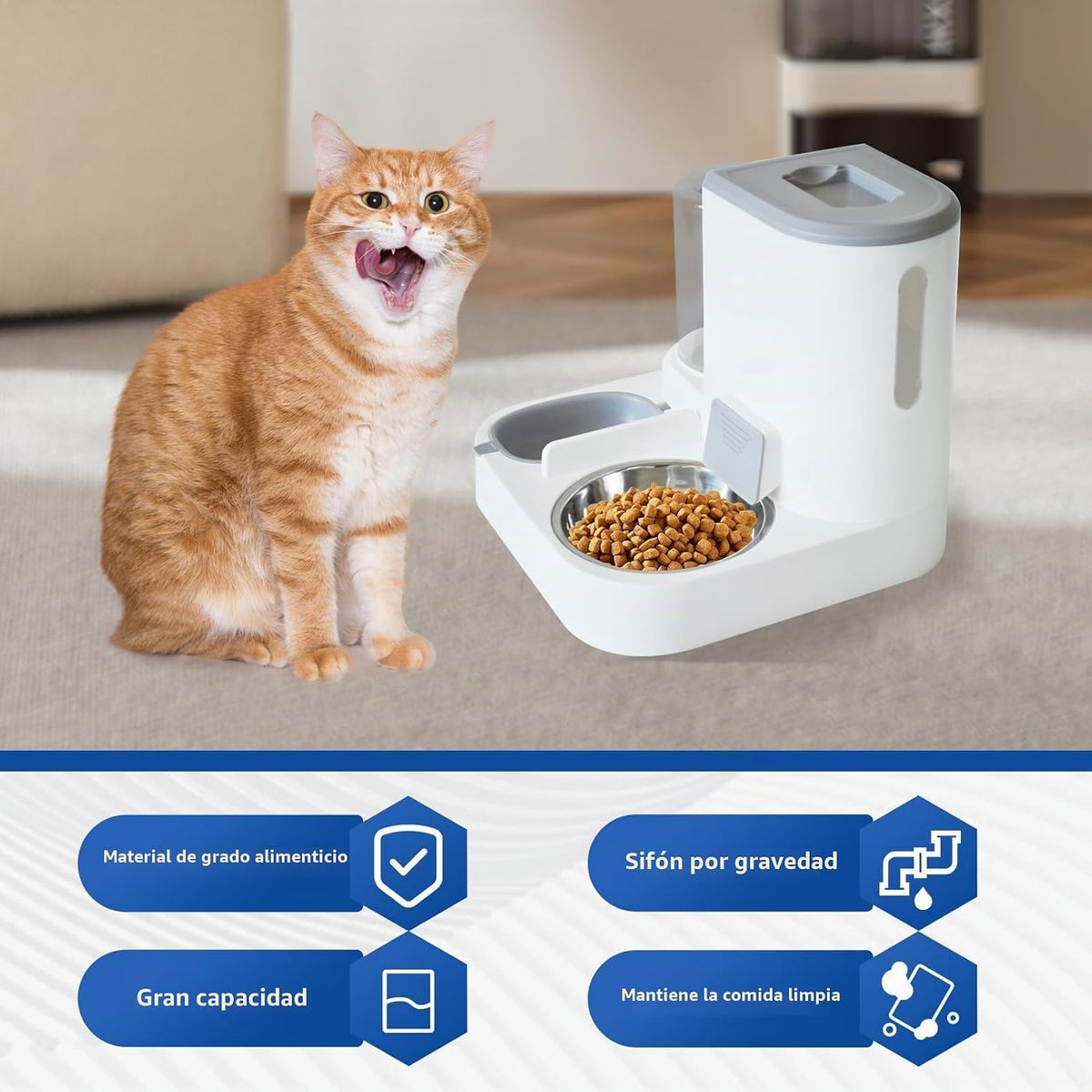 MUYG Juego de dispensador automático de comida y agua para gatos, 2...