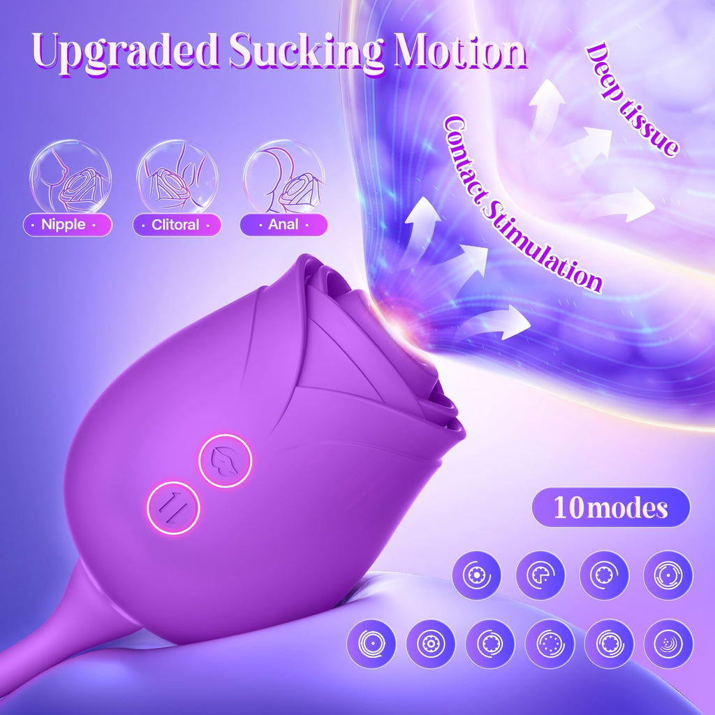 MOOLIGIRL - Vibrador de succión de rosas para mujeres, juguetes par...