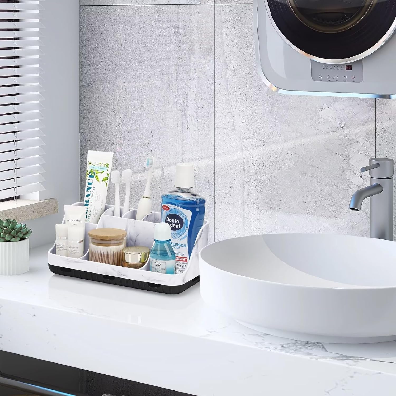 GFWARE Organizador de Encimera de Baño de Mármol - 7 Ranuras Desmon...