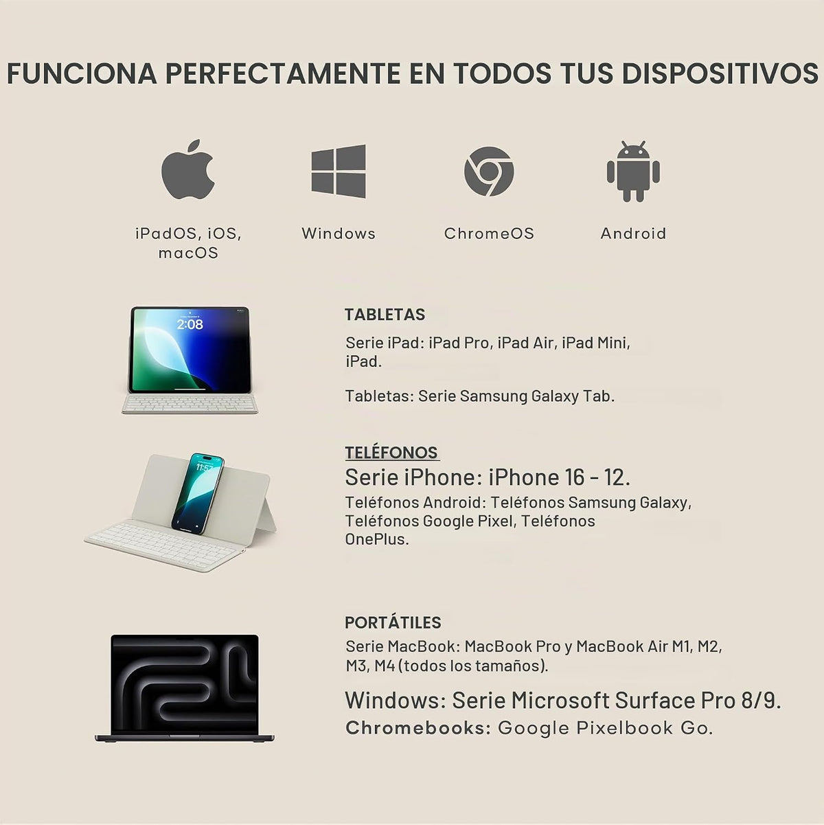 Satechi OntheGo - Teclado Bluetooth con soporte ajustable, conecta...