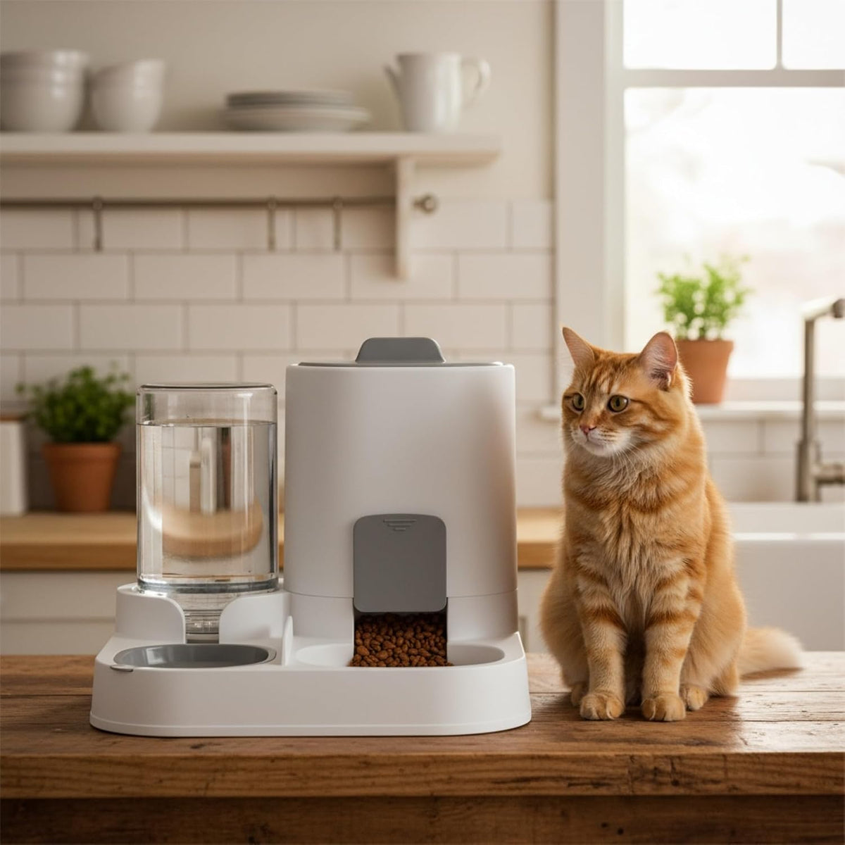 NASTELLA Juego de alimentador automático para gatos y dispensador d...