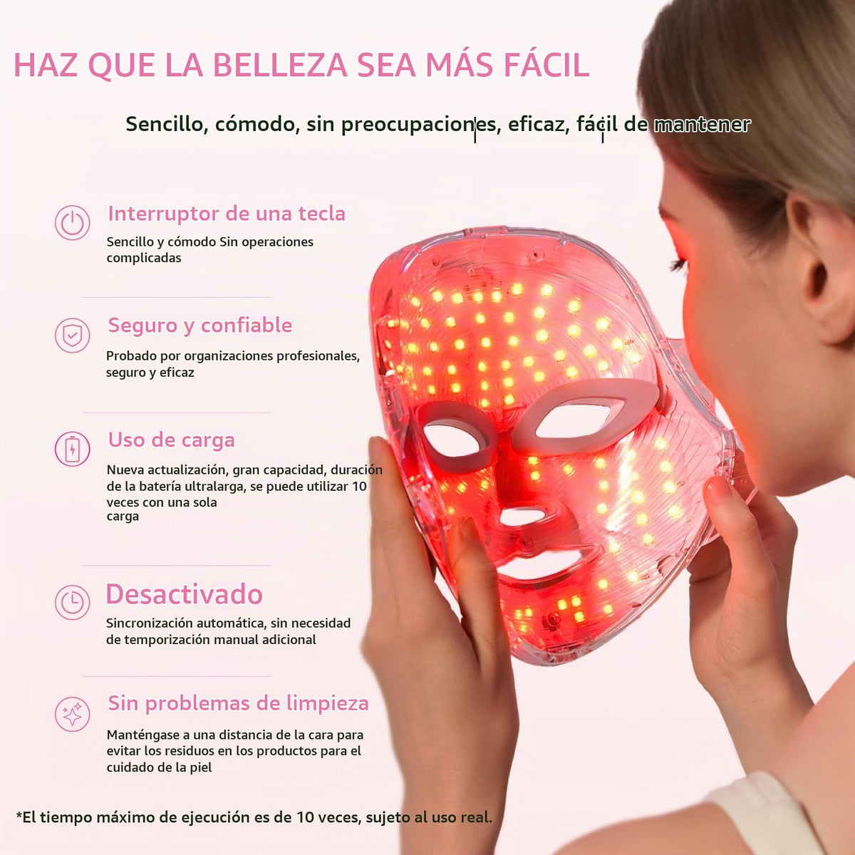 Aesthifae Terapia de luz roja para cara, 850nm NIR y máscara facial...