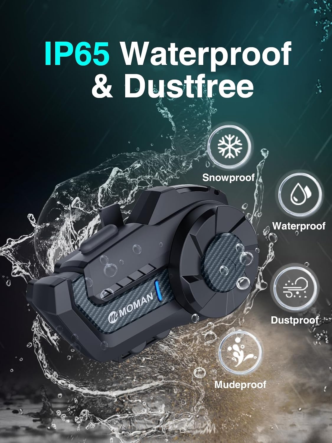 Intercomunicador para motocicleta, Moman H2 Pro【1 paquete Carbon】 S...