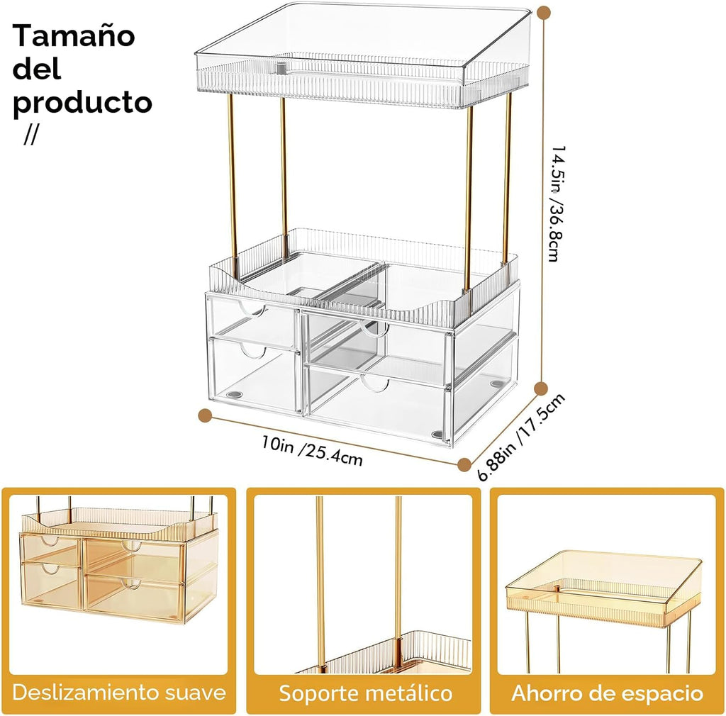 SNSLXH Organizador de maquillaje transparente de 4 niveles para | O...