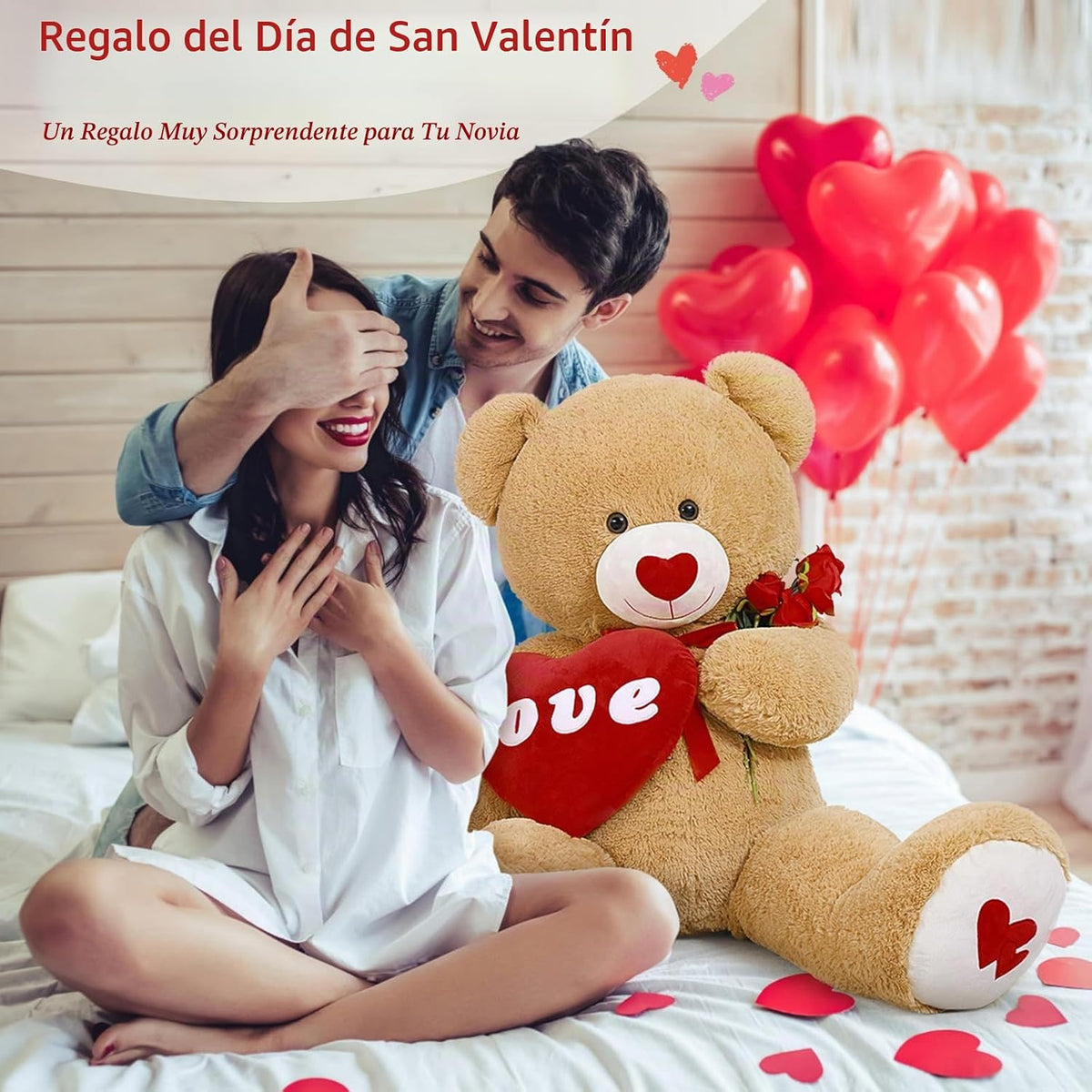 MorisMos Oso de peluche gigante con corazón, corazón de amor de 51...