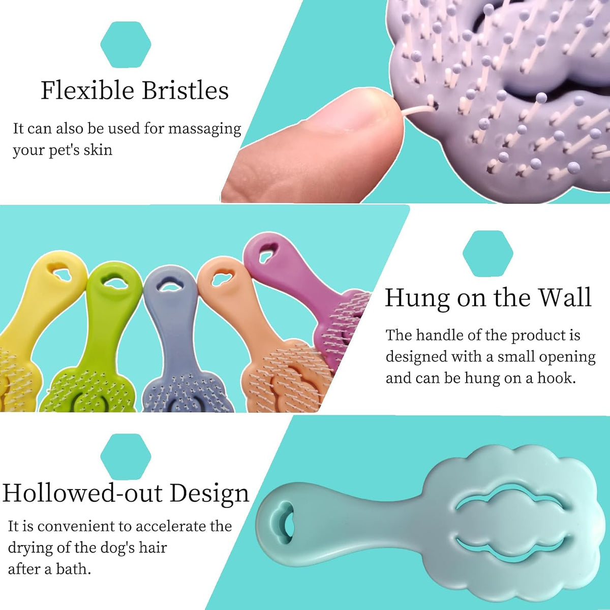 Cepillo para perros pequeños con cerdas suaves en forma de nube, di...