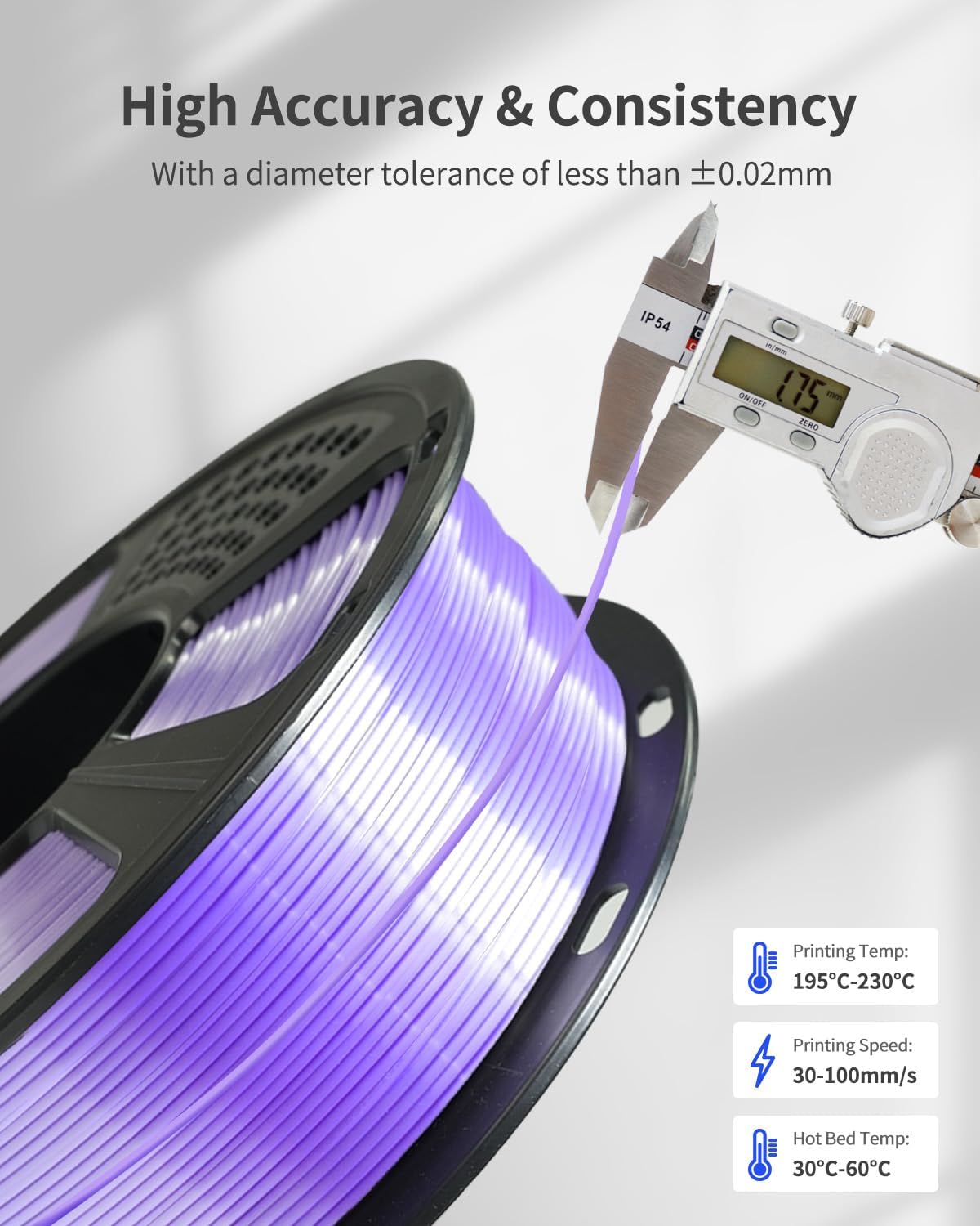 XZN Seda PLA Filamento 1.75mm, Filamento Metálico Brillante Púrpura...