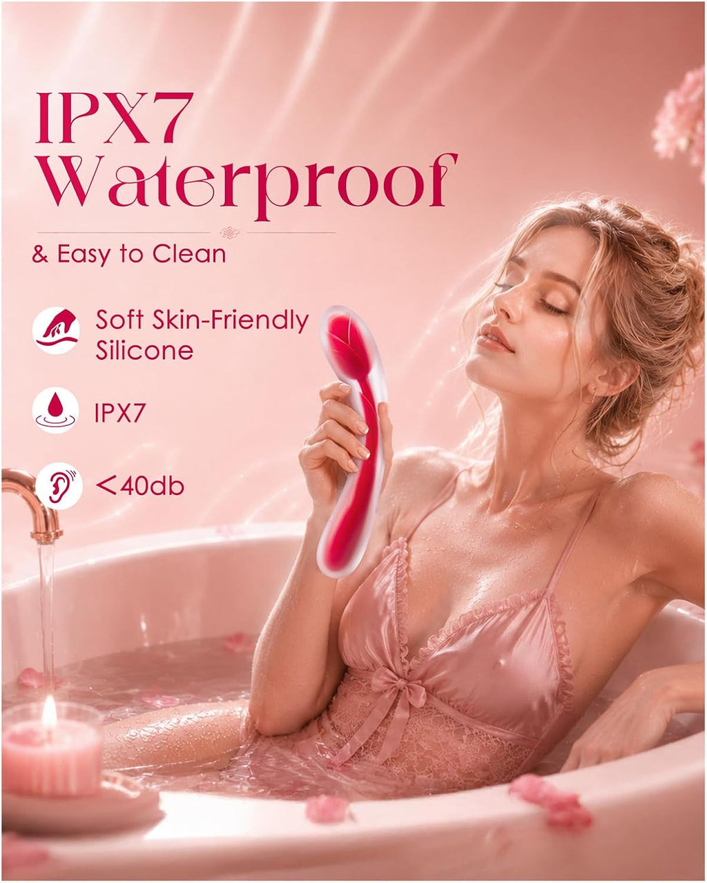 MOOLIGIRL Juguetes sexuales Rose para mujer, vibrador de silicona t...