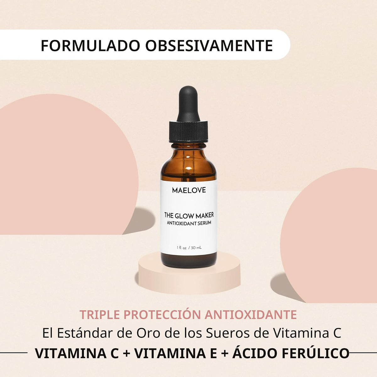 MAELOVE Glow Maker - Suero de vitamina C con vitamina E, ácido ferú...