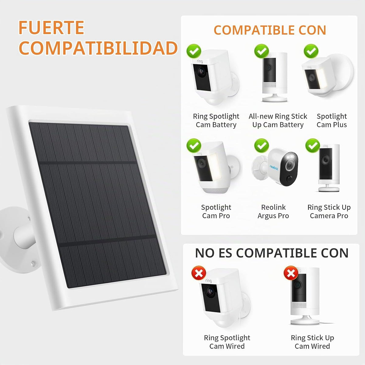 Panel solar para cámara de anillo, paquete de 4 cargadores solares...