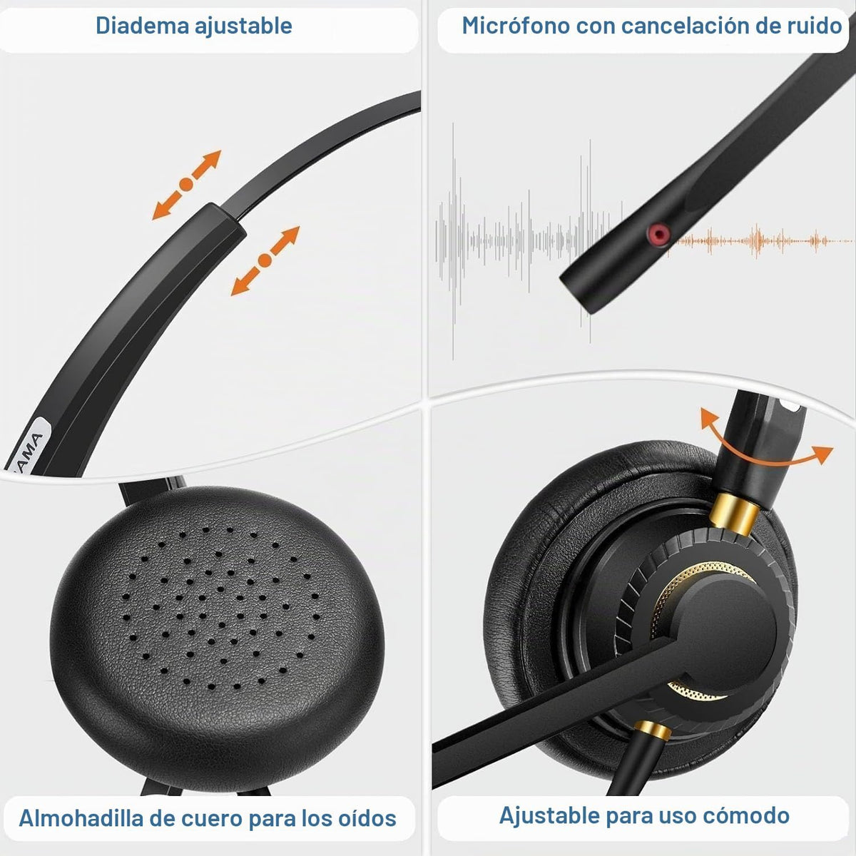 Arama Auriculares USB con micrófono para PC, cancelación de ruido y...
