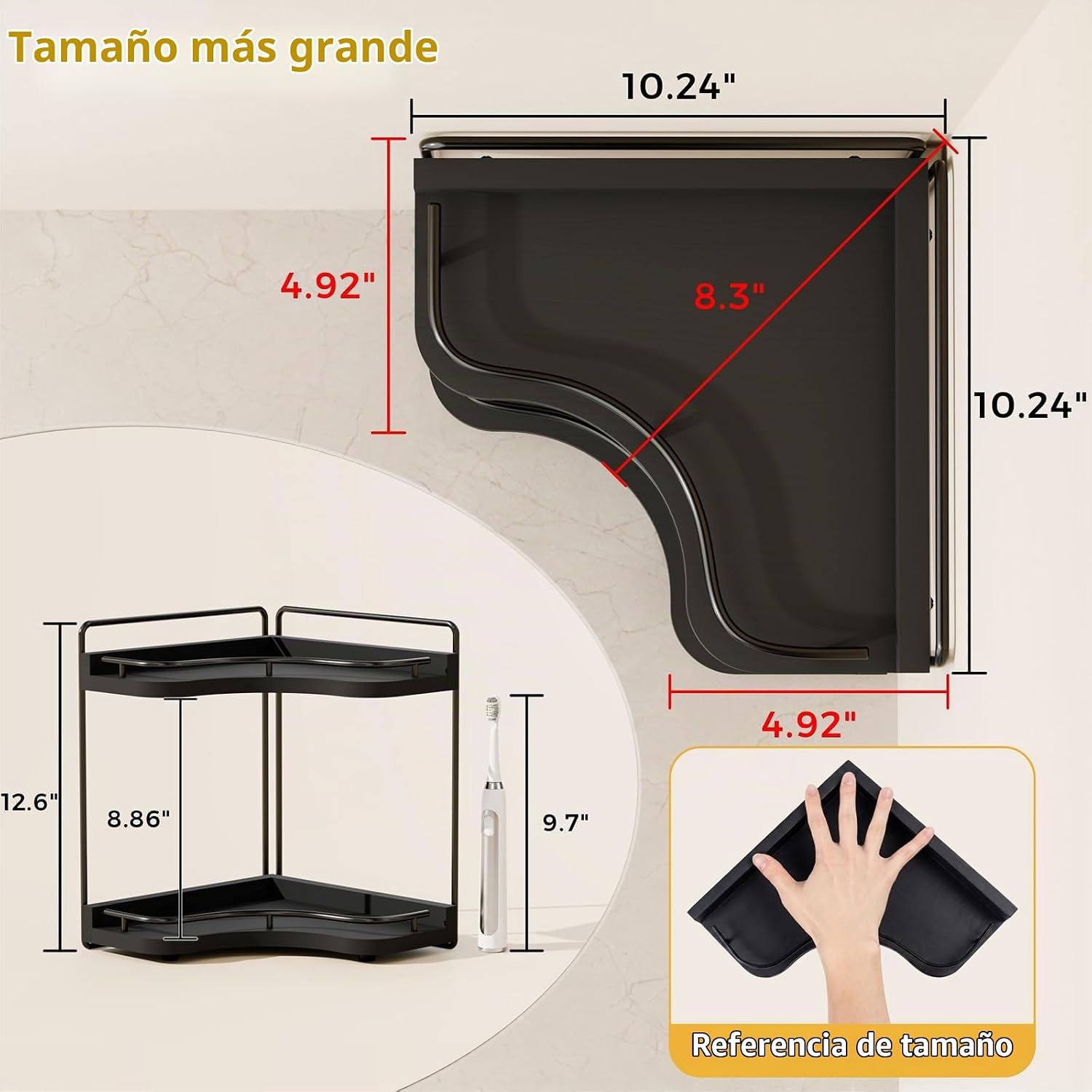 Aollewoiti Organizador de mostrador de baño de esquina de 2 niveles...