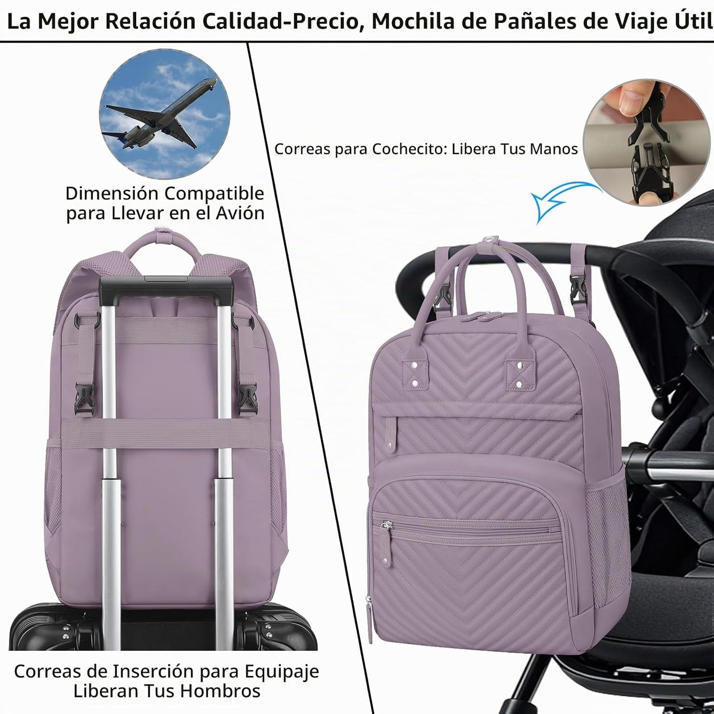 Tenot Bolsa de pañales para mujer, de gran capacidad, bolsa de bebé...