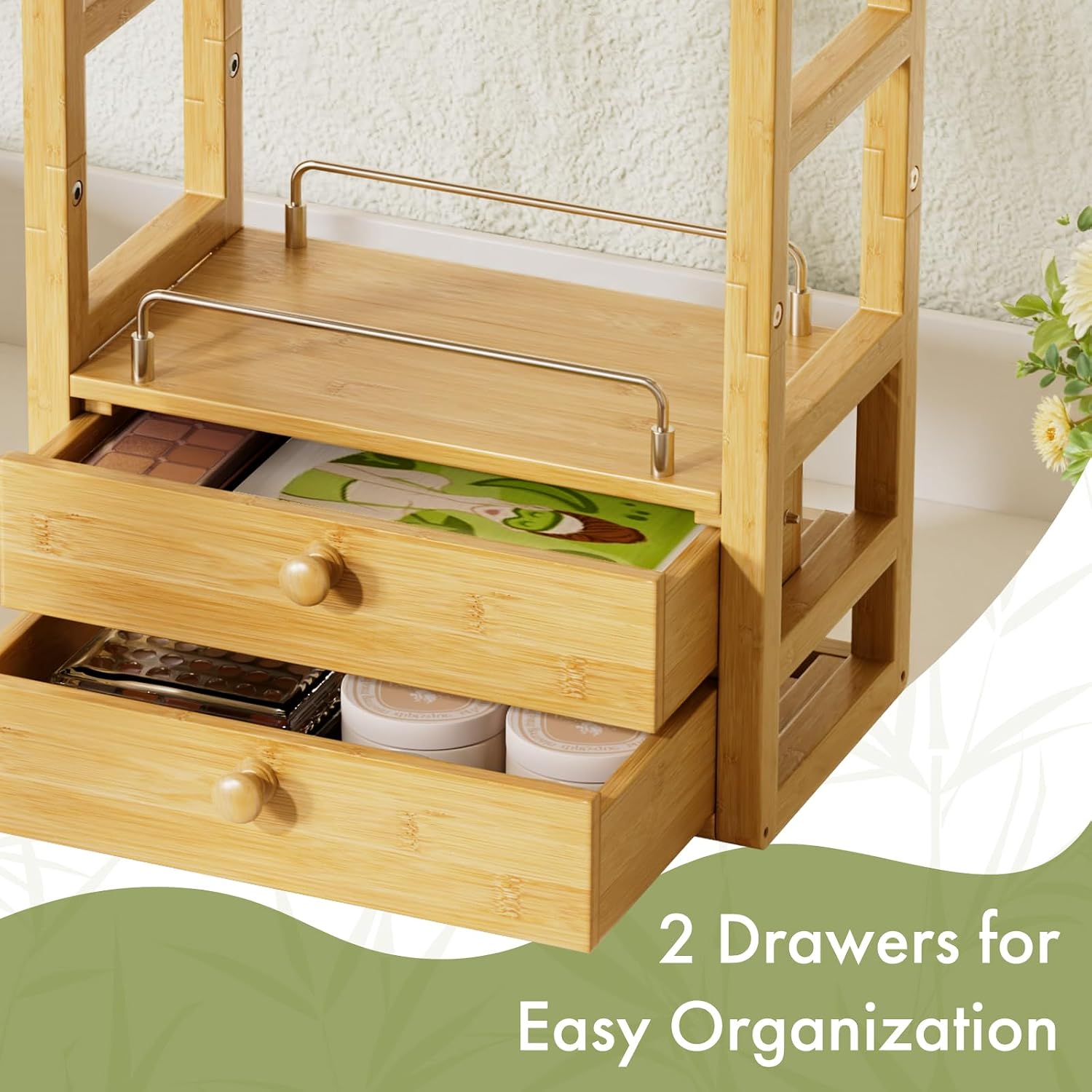 AmazerBath Organizador de encimera de baño de bambú, organizador de...
