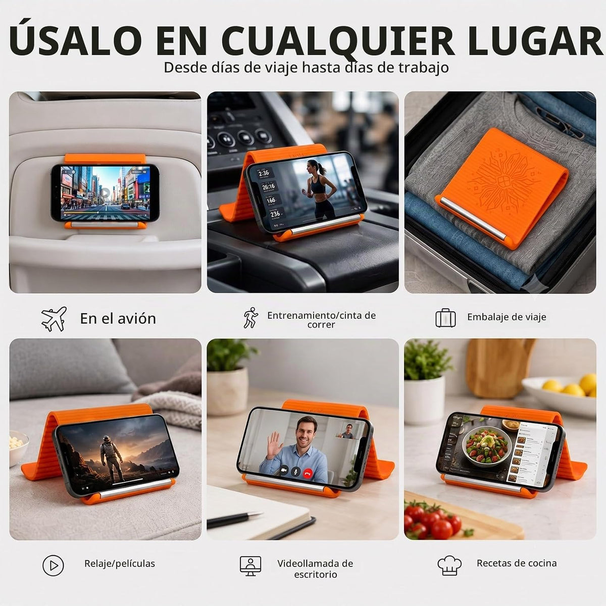 NVXEBOG Soporte para teléfono de avión, portátil, plegable, de alum...