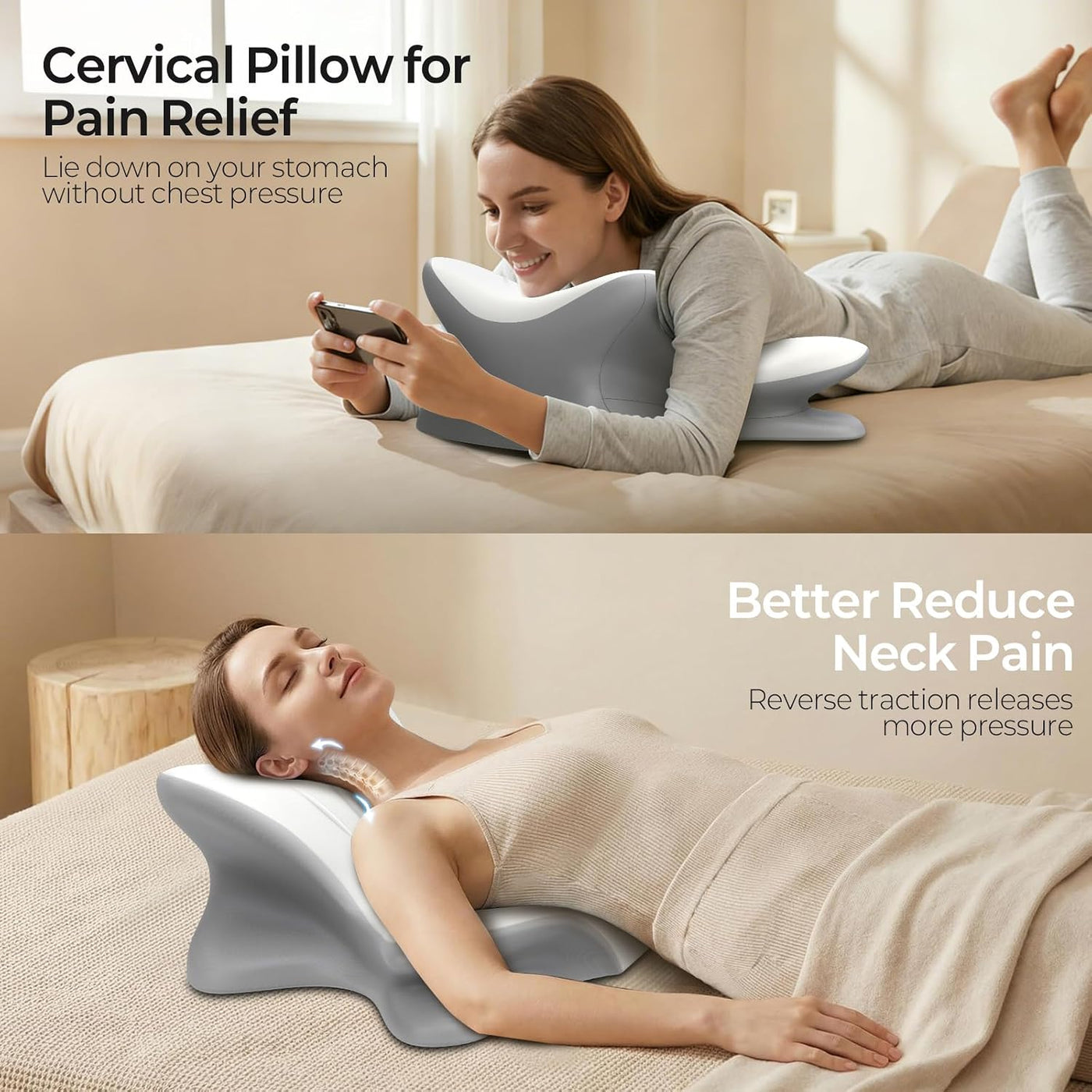 Almohada cervical para el cuello para aliviar el dolor, almohada de...