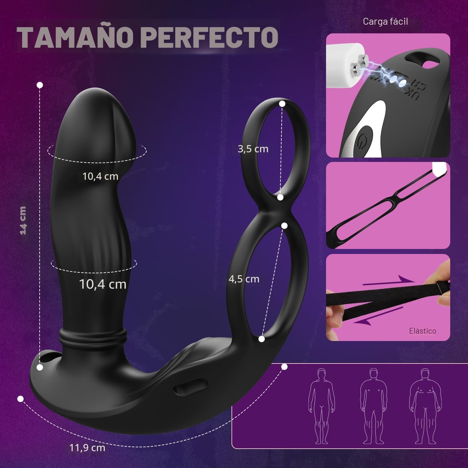 Vibrador anal con masajeador de próstata de empuje portátil, juguet...