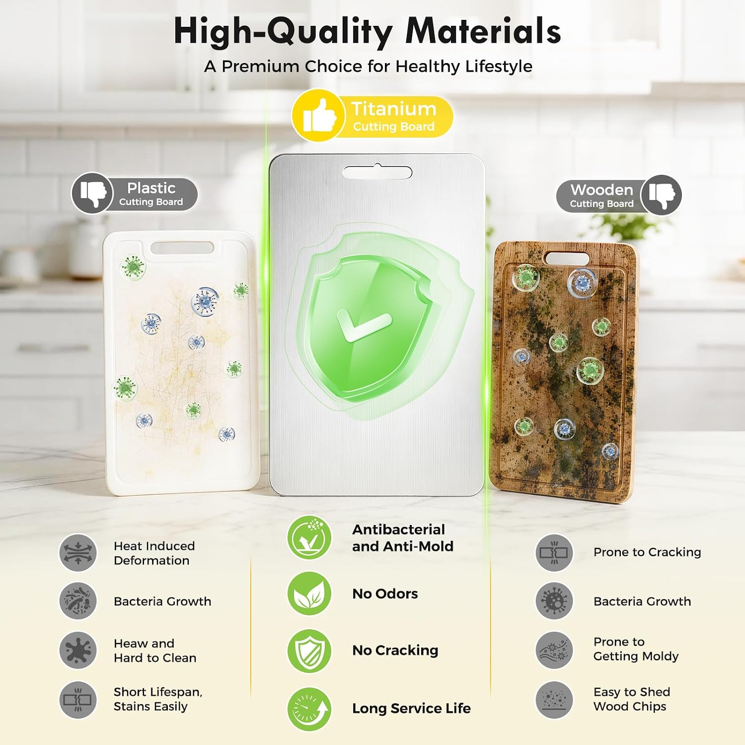 Tabla de cortar de titanio no tóxica de 16 x 10 pulgadas, tablas de...