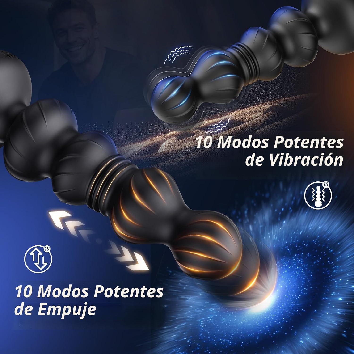 BEISAR - Masajeador de próstata con cuentas anales de empuje, vibra...