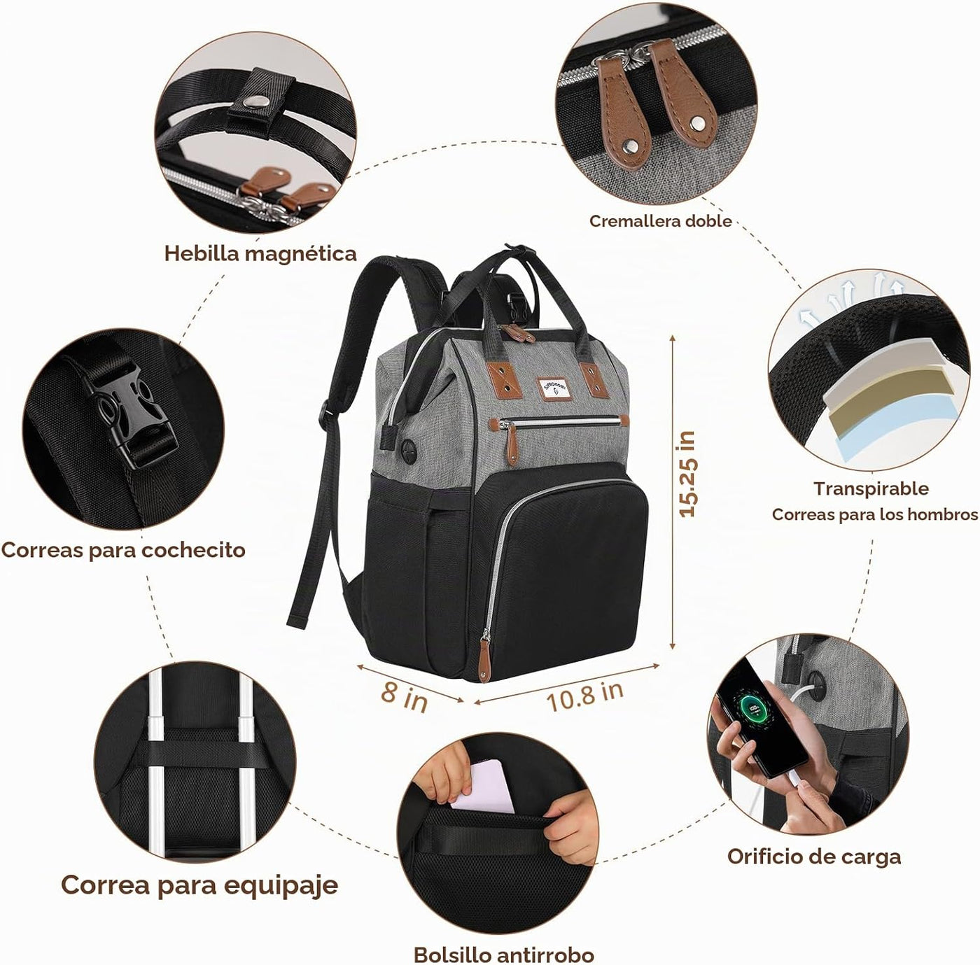 SUPROMOMI Mochila para pañales: bolsa de bebé grande para niños y n...