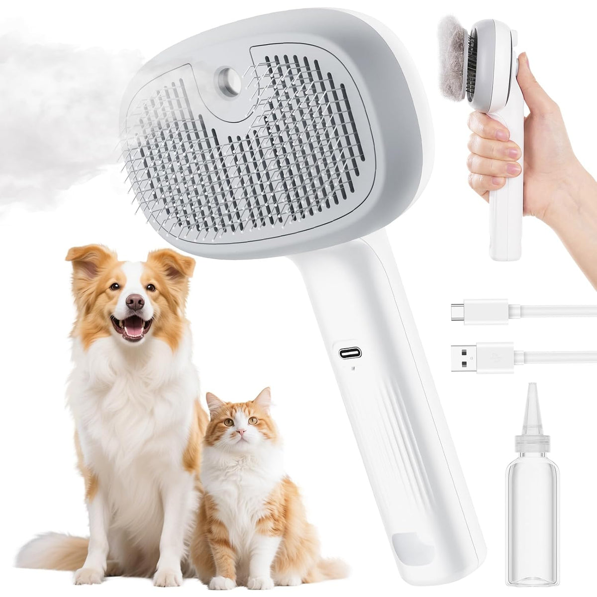 Pecute Cepillo de Gato con Vapor, Cepillo de Vapor para Gato Autoli...