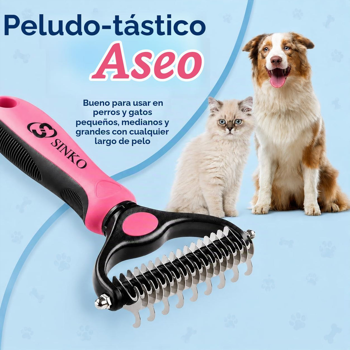 Sinko - Cepillo de pelo para perros y gatos, rastrillo de capa infe...