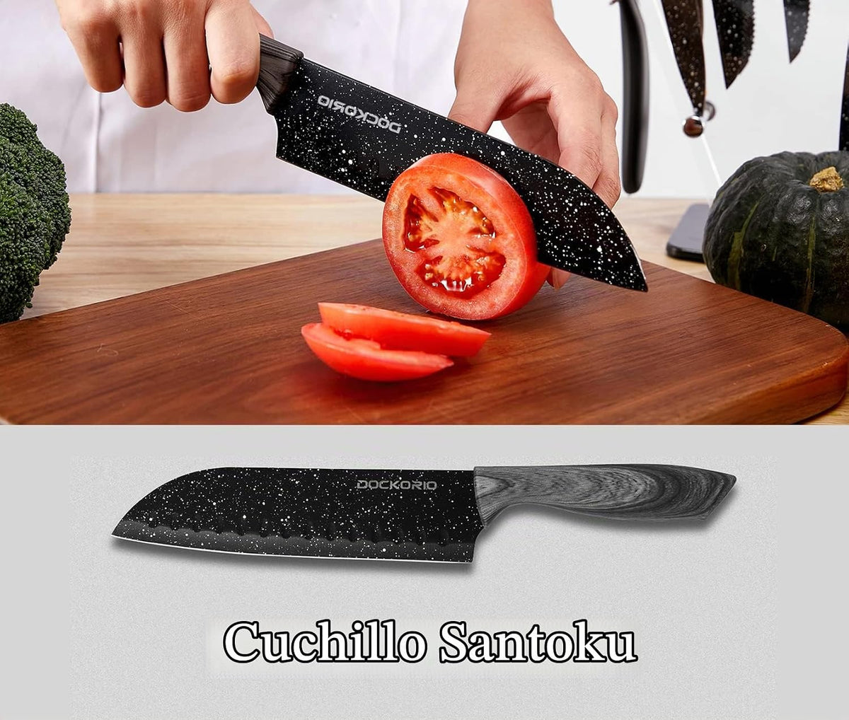 Dockorio Juego de cuchillos de cocina todo en uno con bloque, 19 pi...