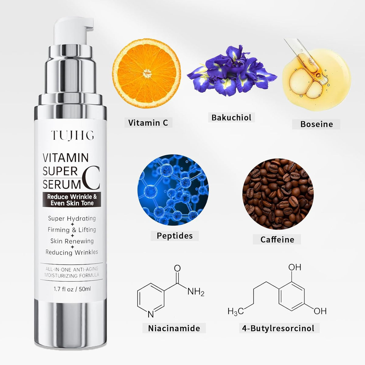 Suero de retinol de vitamina C para cara, iluminador y antienvejeci...