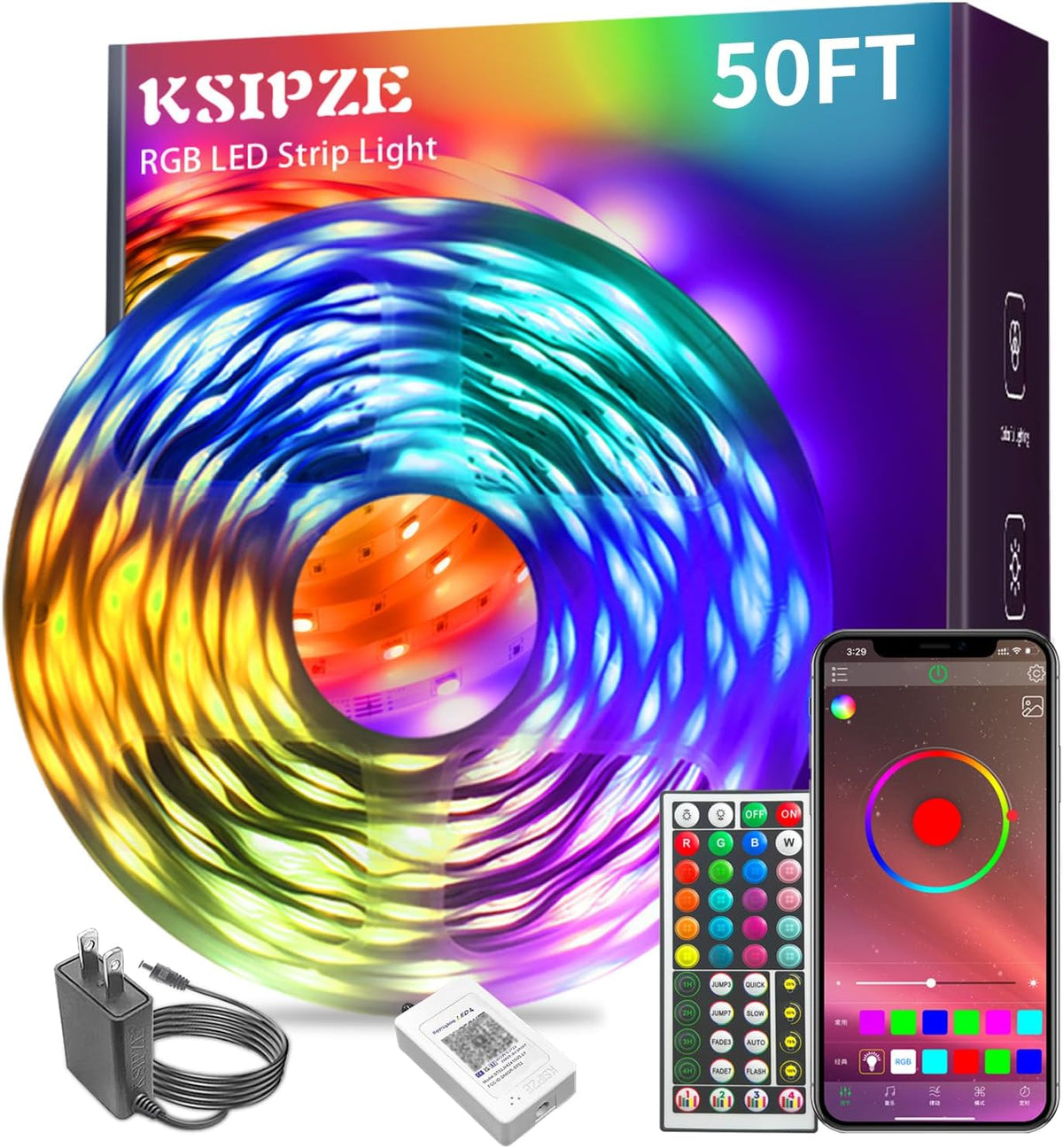 KSIPZE luces LED para dormitorio tiras de luces LED de 50 pies con...