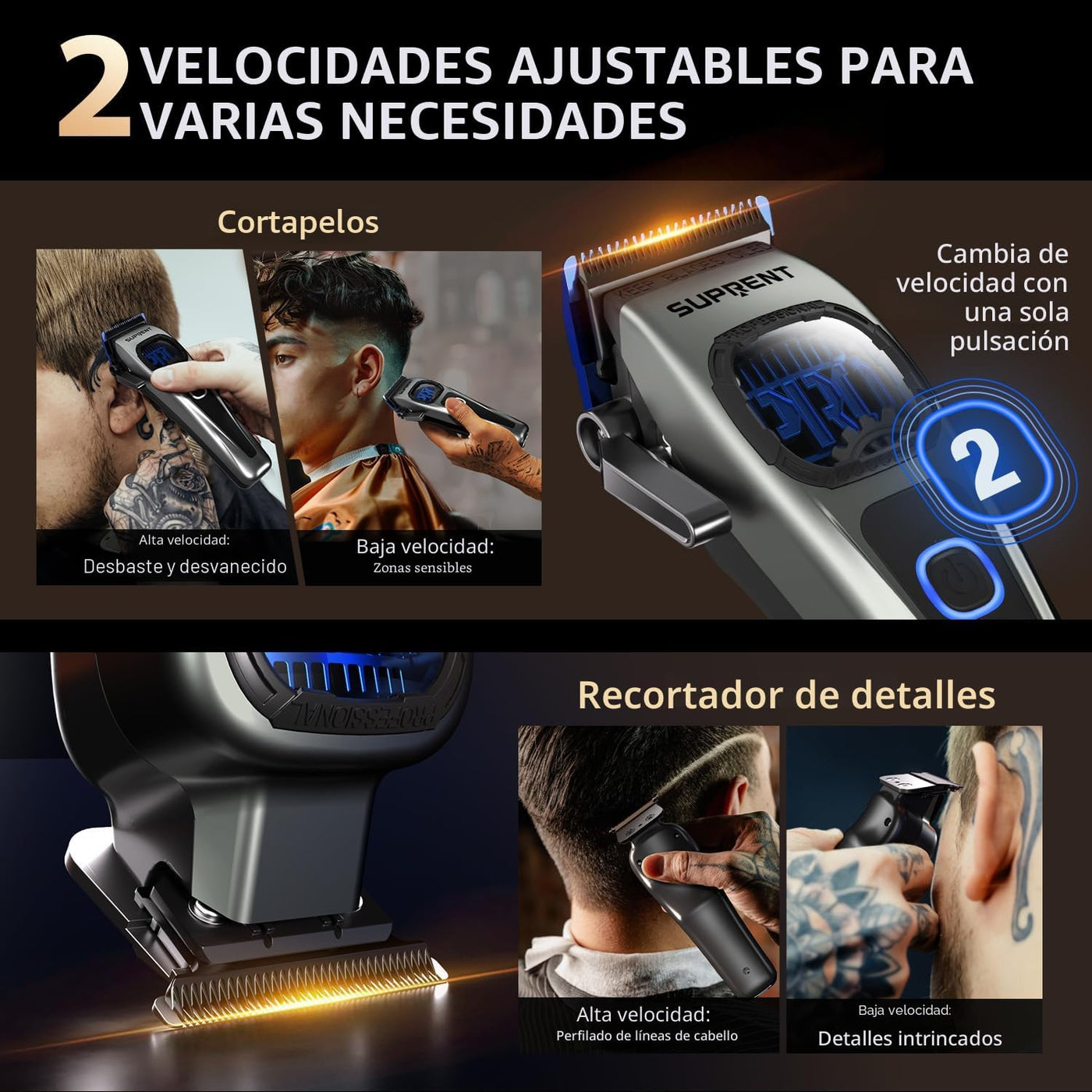 SUPRENT Cortapelos Profesionales para Hombres, juego de cortapelos...
