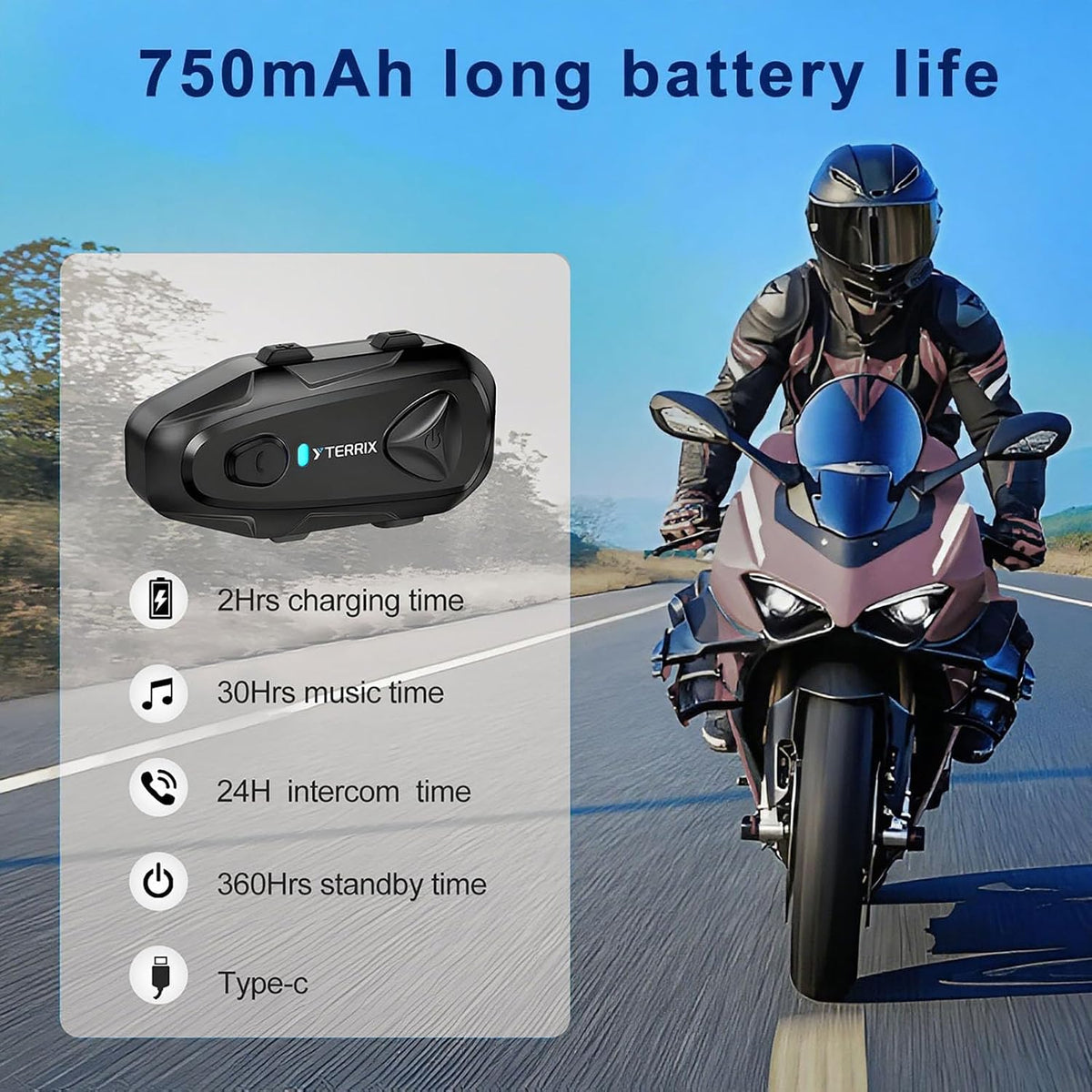 YTerrix Q4 - Auriculares Bluetooth para motocicleta con cancelación...