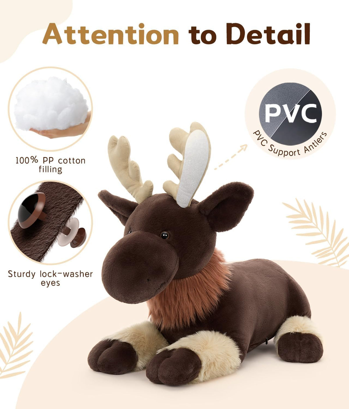 MaoGoLan Peluche de alce gigante, almohada de felpa estilo ciervo y...