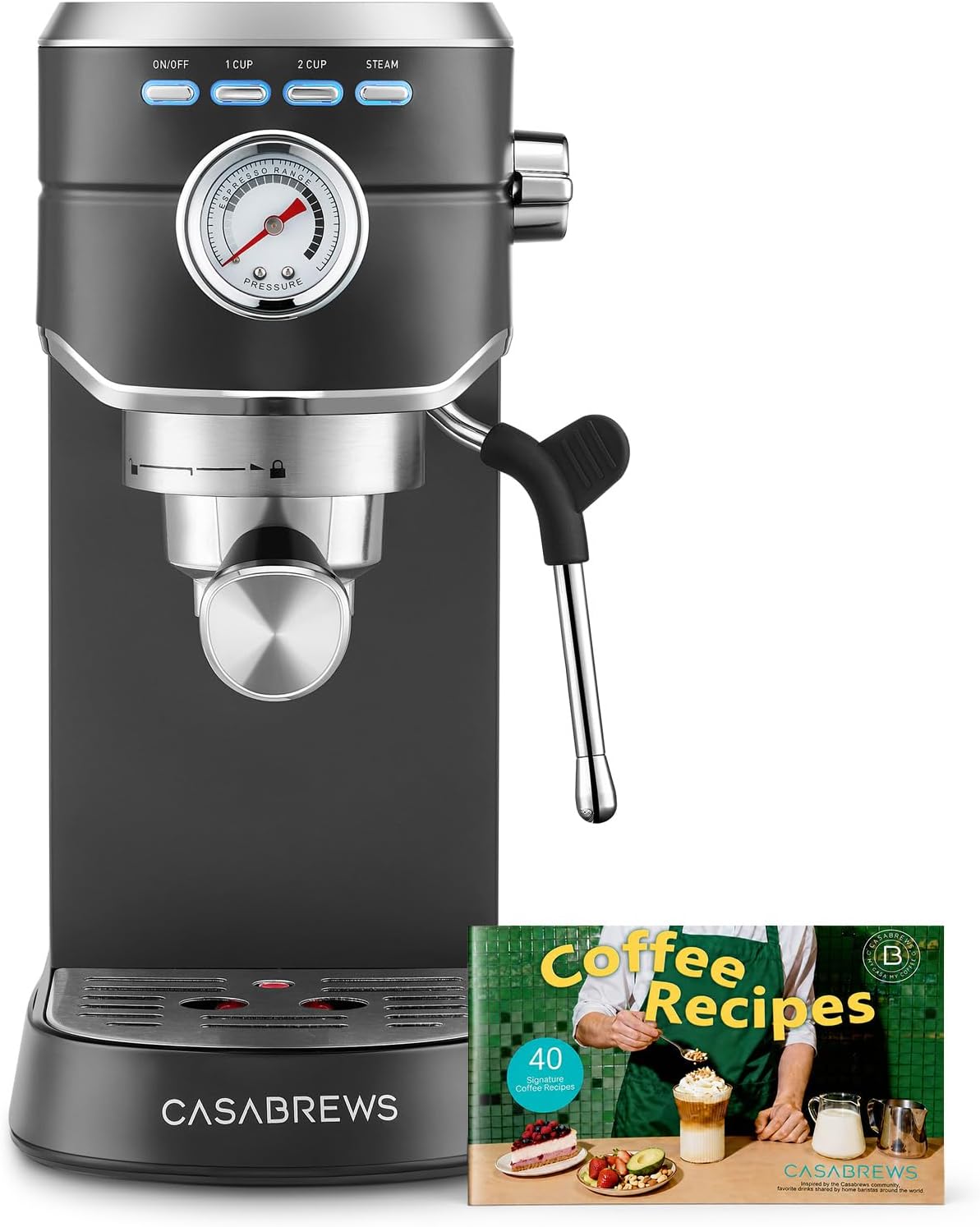 Máquina de espresso CASABREWS de 20 bares, cafetera profesional con varita espumadora de leche, máquina de café espresso con tanque de agua extraíble de 34 oz, regalo para amantes del café