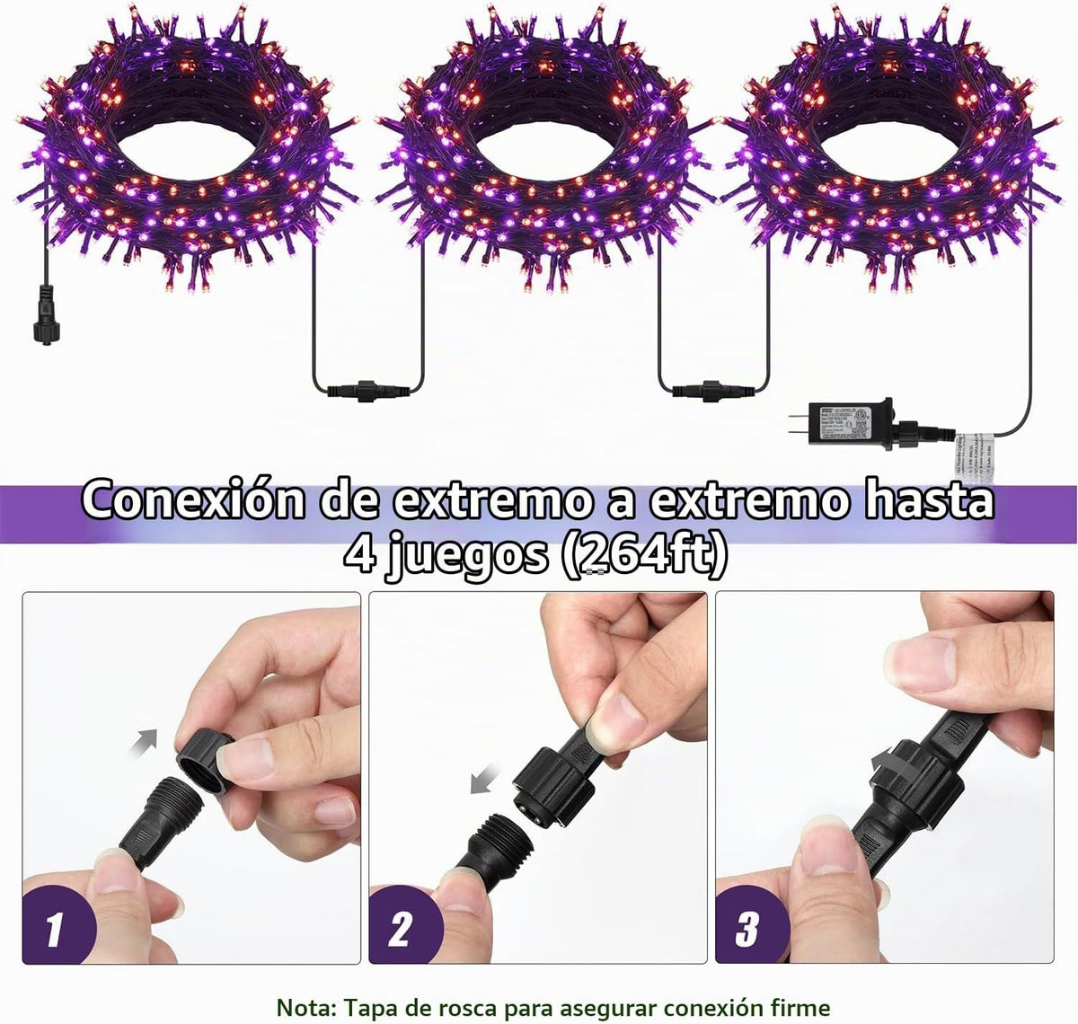 HOME LIGHTING - Luces de Halloween, 66 pies, 200 luces LED, cadena...