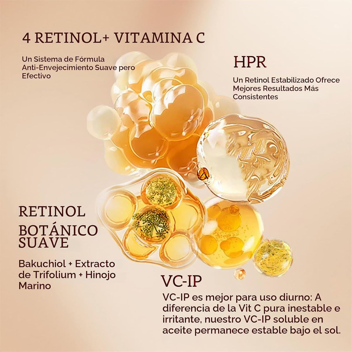 HKH Bakuchiol Plant Retinol Serum para rostro 30 cápsulas de un sol...