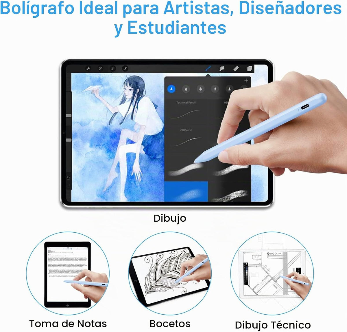 Lápiz óptico para iPad (2026-2018) con rechazo de palma de carga rá...