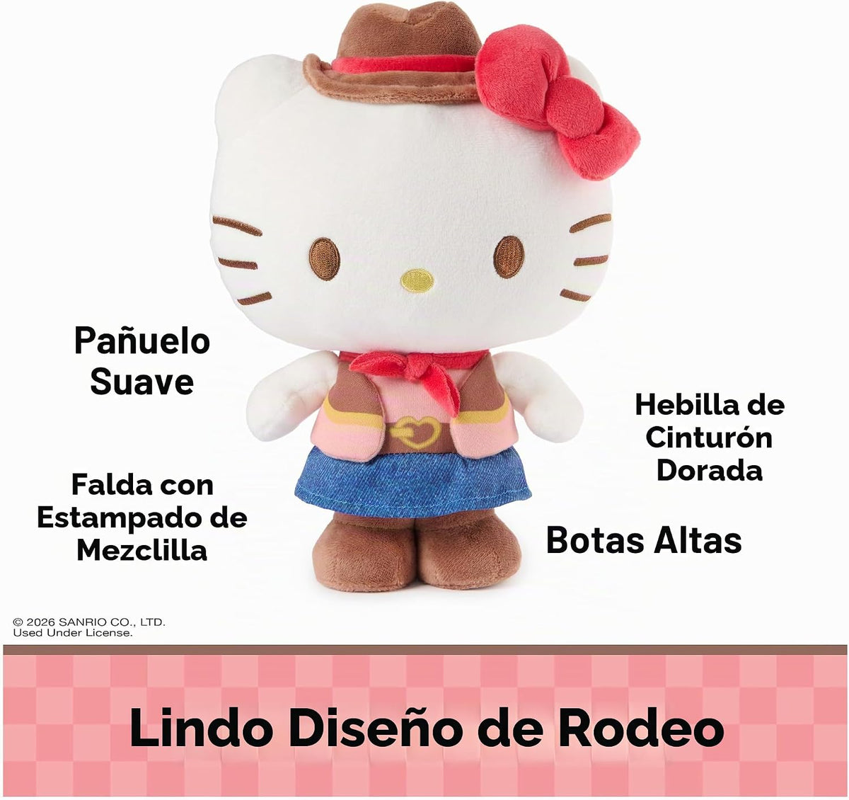 GUND Sanrio - Peluche oficial de Hello Kitty Cowgirl, juguete de pe...
