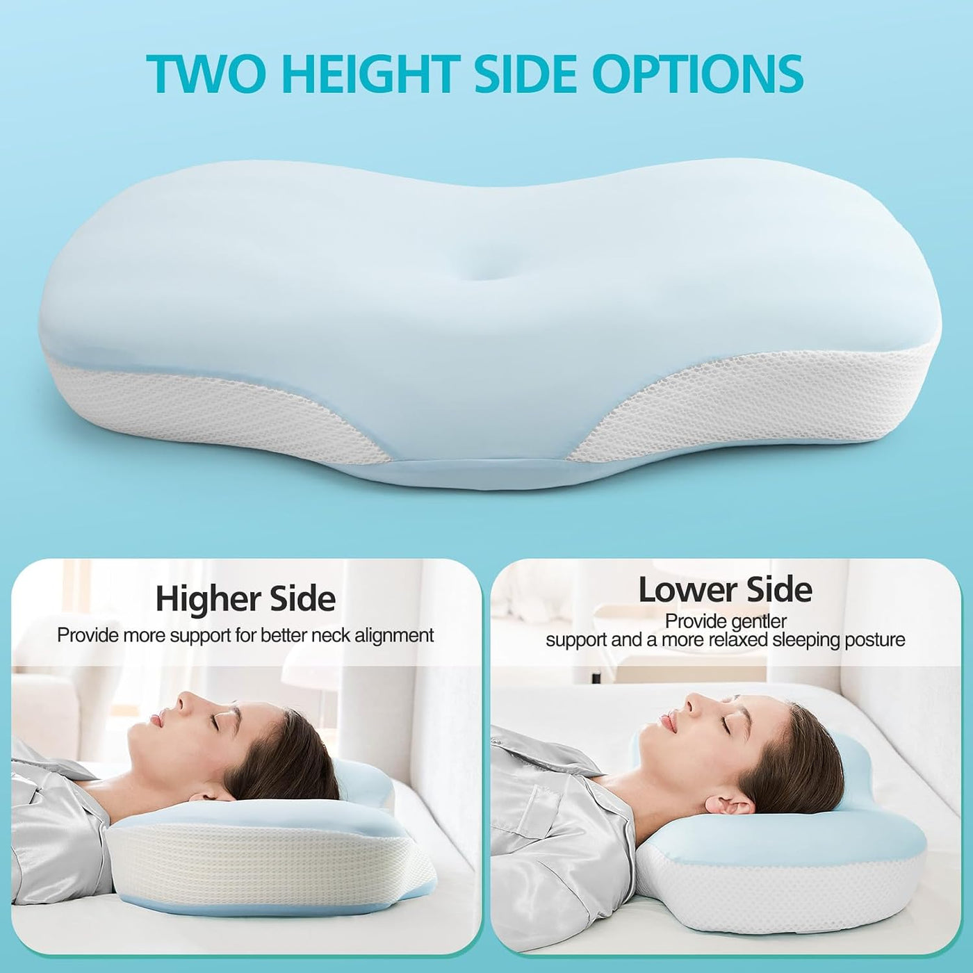 JOYENERGY Almohada cervical o soporte para el cuello, almohadas erg...