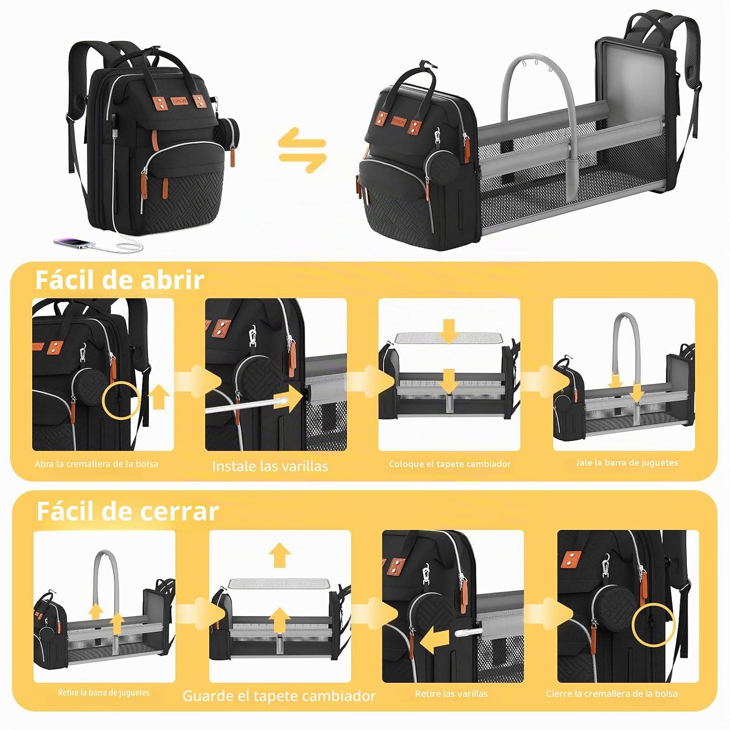 ISMGN Mochila para pañales con cambiador, bolsas de bebé para niños...