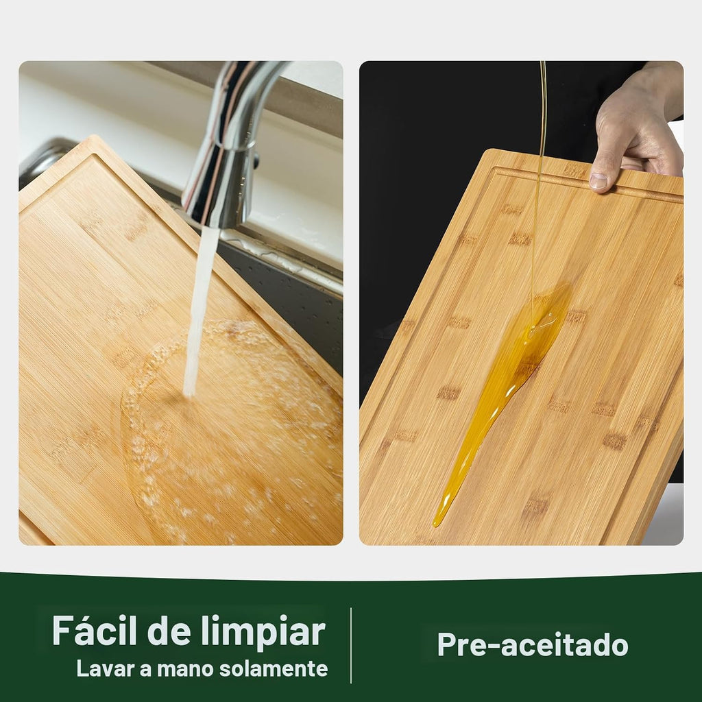 Tabla de cortar de bambú de 24 pulgadas para cocina, tabla de corta...