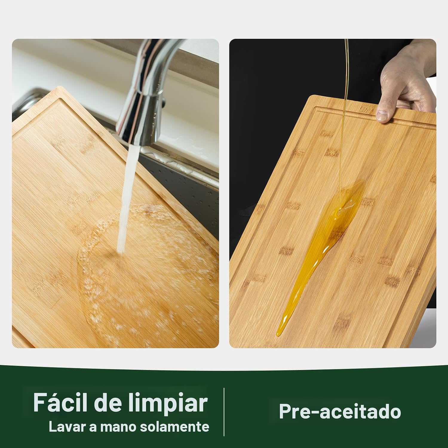 Tabla de cortar de bambú de 24 pulgadas para cocina, tabla de corta...